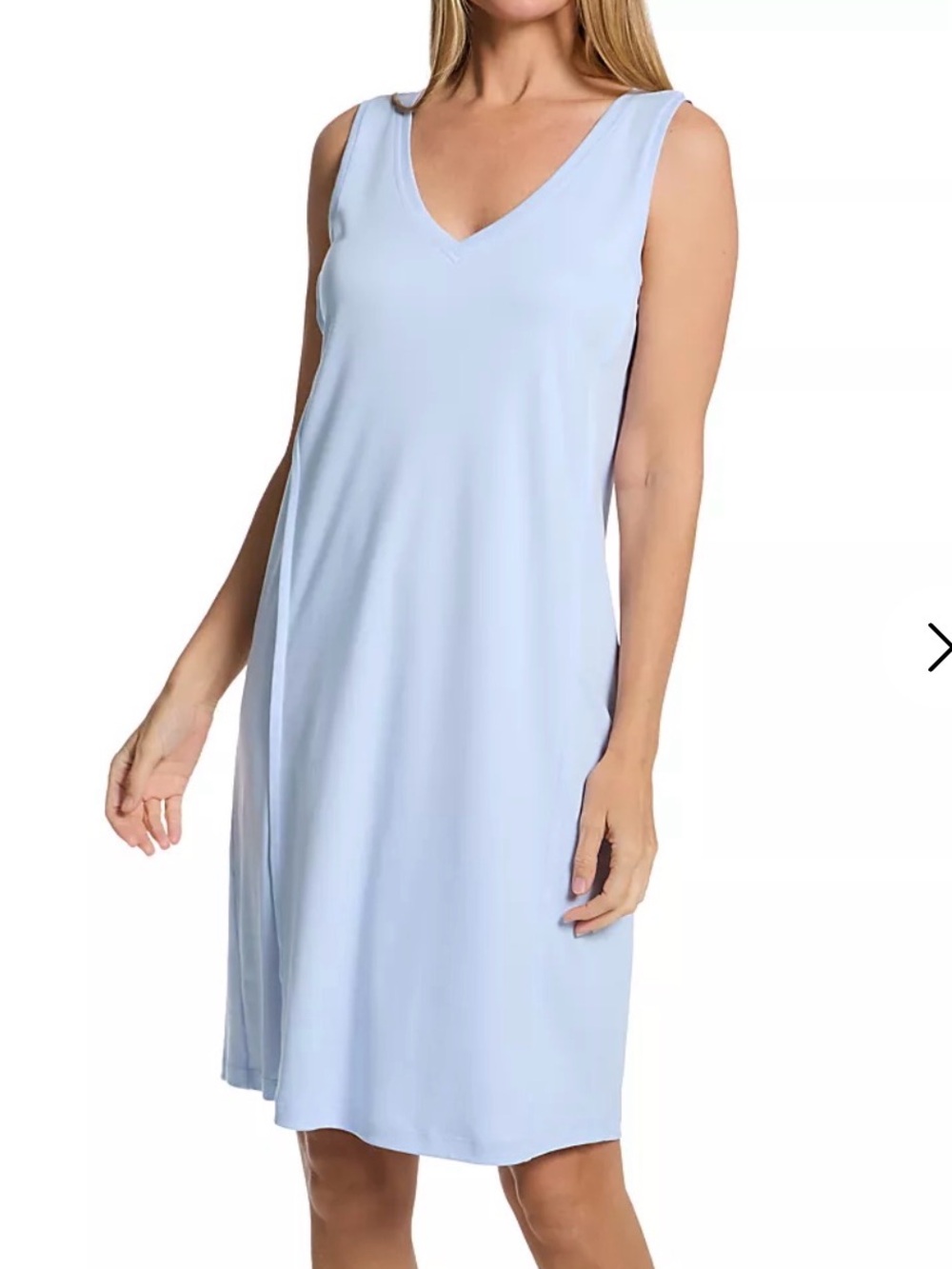 Hanro Light Blue V-Neck Sleeveless Chemise